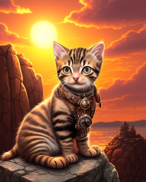 A tabby kitten a winter steampunk - Free AI Photo Generator - starryai