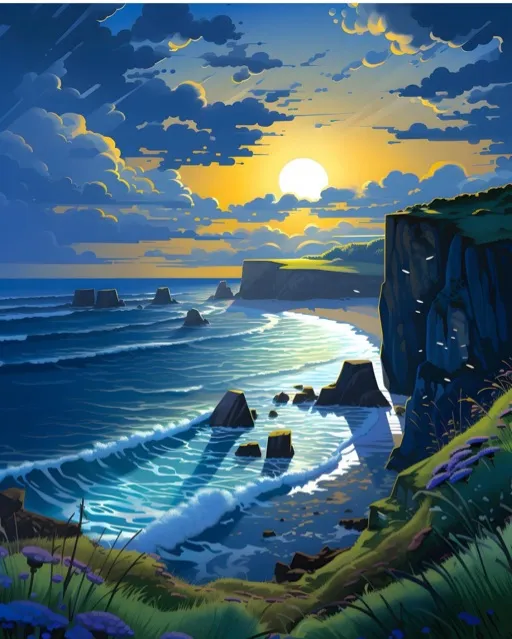 incredible coastal sunset - Free AI Photo Generator - starryai