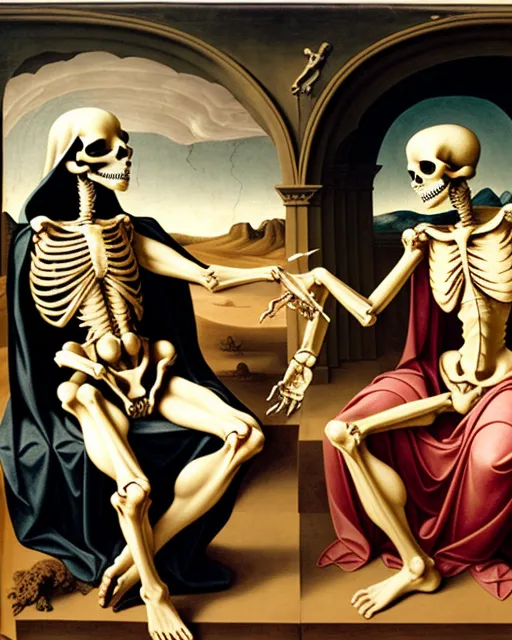 The Creation of Adam with skeletons 