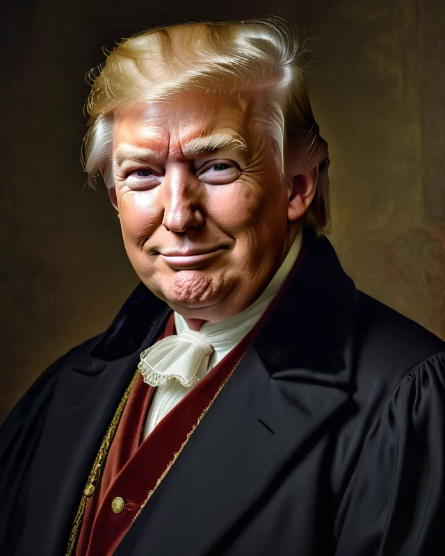 ((Masterpiece Portrait Of President Donald Trump Painted In The Renaissance Style Of Rembrandt and Raphael)), (President Trump With A Friendly Smile And Wearing Clothes Of The Renaissance Period), 8k, Ultra High Resolution, Hyperdetailed, Depth, Trending On Artstation