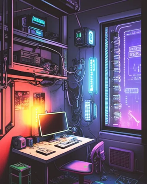 Teen cyberpunk bedroom 