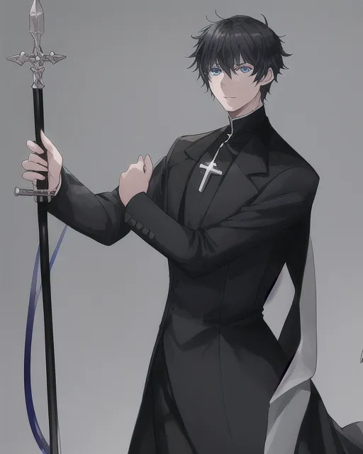 Christian Priest. Male. 40. Black short hair. Blue eyes. Olive skin. Has a cane.