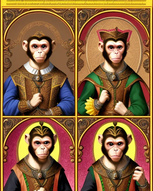 Renaissance monkey lords, detailed, vibrant