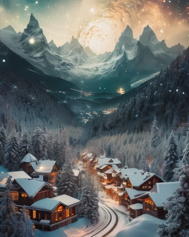 Snowy City - Free AI Photo Generator - starryai