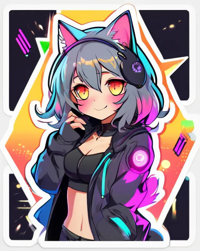 DJ Cyber Cat Girl - Free AI Photo Generator - starryai
