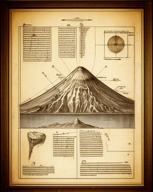 A Leonardo da Vinci schematic of a strato volcano