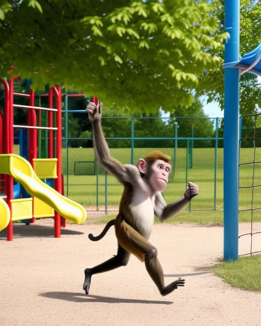 A monkey running around loose and scaring kids near the playground in Morden Park in Morden Manitoba.