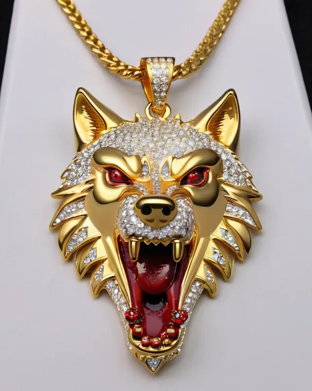 Iced out clearance wolf pendant