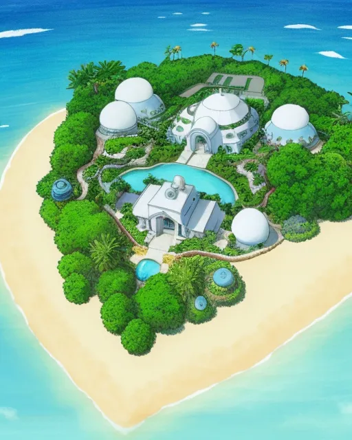 Epstein island in the style of studio ghibli