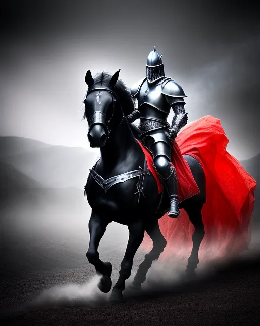 Silver Knight Black Horse - Free AI Photo Generator - starryai
