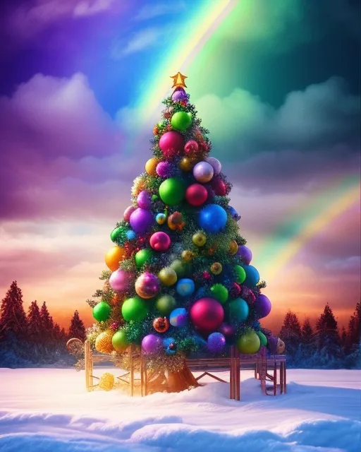 a rainbow decorated Christmas at - Free AI Photo Generator - starryai