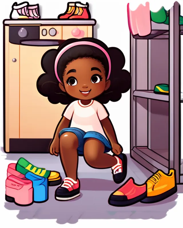 cartoon putting on shoes