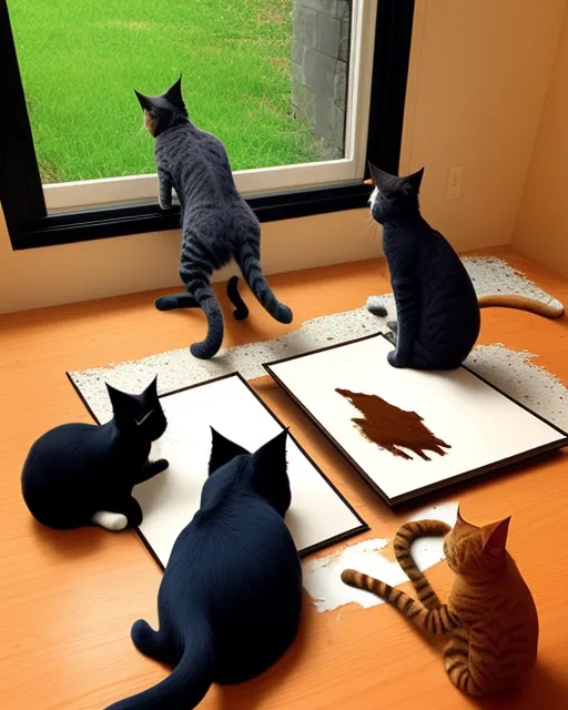 Cats creating art - Free AI Photo Generator - starryai