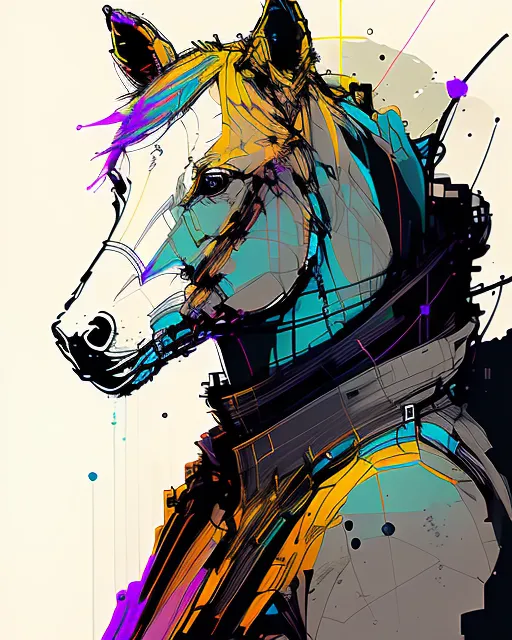 A horse, majestic, galactic, beautiful, expressive, strong contrast, 