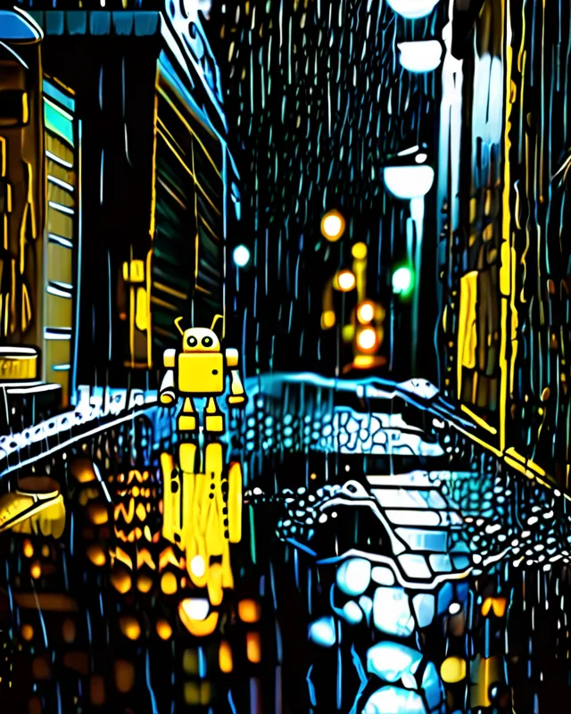 Photo a small yellow robot down - Free AI Photo Generator - starryai