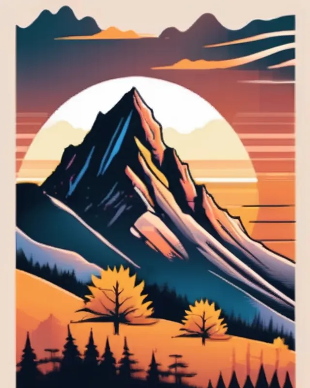 A beautiful mountain a sunset - Free AI Photo Generator - starryai