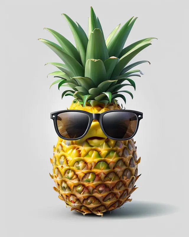 A realistic vivid pineapple wearing sun glasses vector image