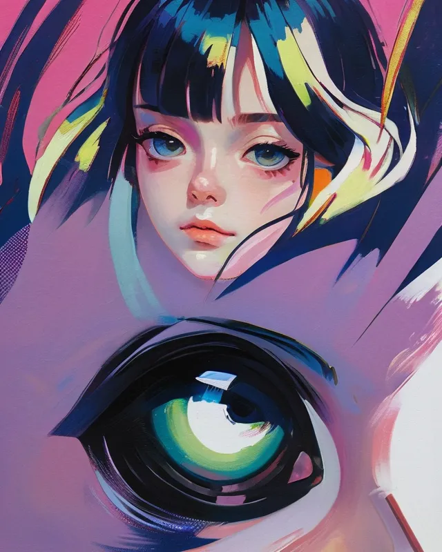 , fauvist portrait painting,  detailed,  expressionist portrait,  hd portrait art,  modern fauvism,  hyperrealism,  fine art, anime character,  detailed,  vibrant,  anime face,  sharp focus,  character design,  wlop,  artgerm,  kuvshinov,  character design,  unreal engine