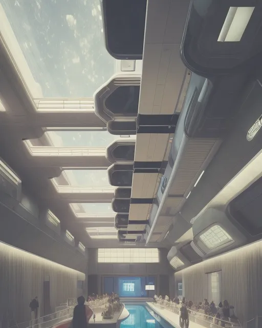 A hotel on a futuristic space station - AI Photo Generator - starryai