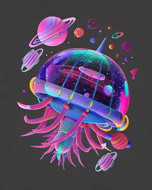 Majestic space Jellyfish - Free AI Photo Generator - starryai