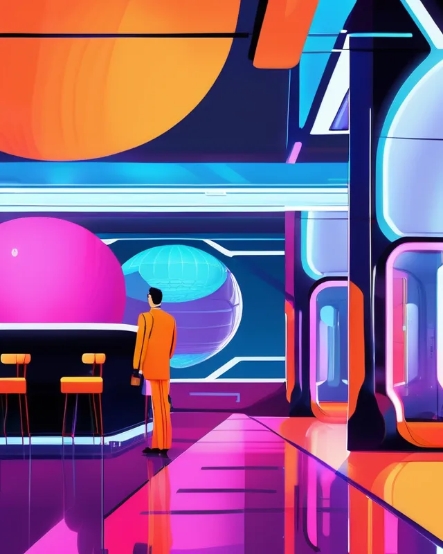 A hotel on a futuristic space 60 - Free AI Photo Generator - starryai