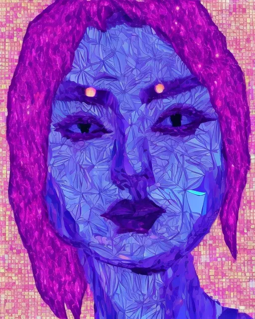 holographic colors woman's face floral - AI Photo Generator - starryai