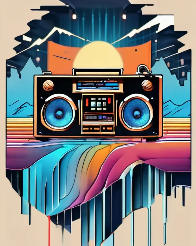 Animated Old school boombox - Free AI Photo Generator - starryai
