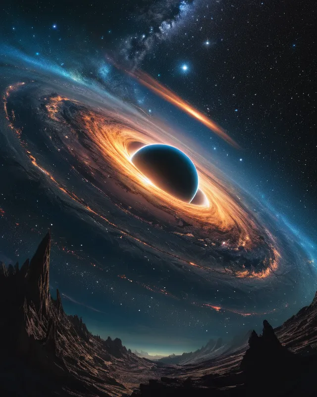 Black hole floating cosmos galaxy - Free AI Photo Generator - starryai