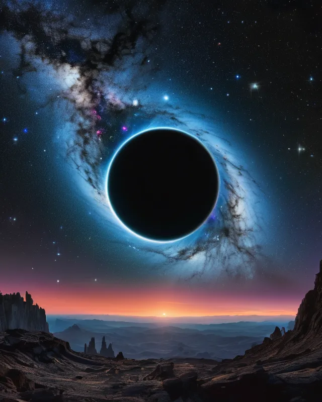 Black hole floating cosmos galaxy - Free AI Photo Generator - starryai
