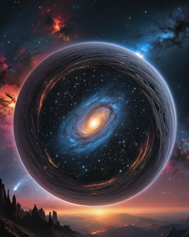 Black hole floating cosmos galaxy - Free AI Photo Generator - starryai