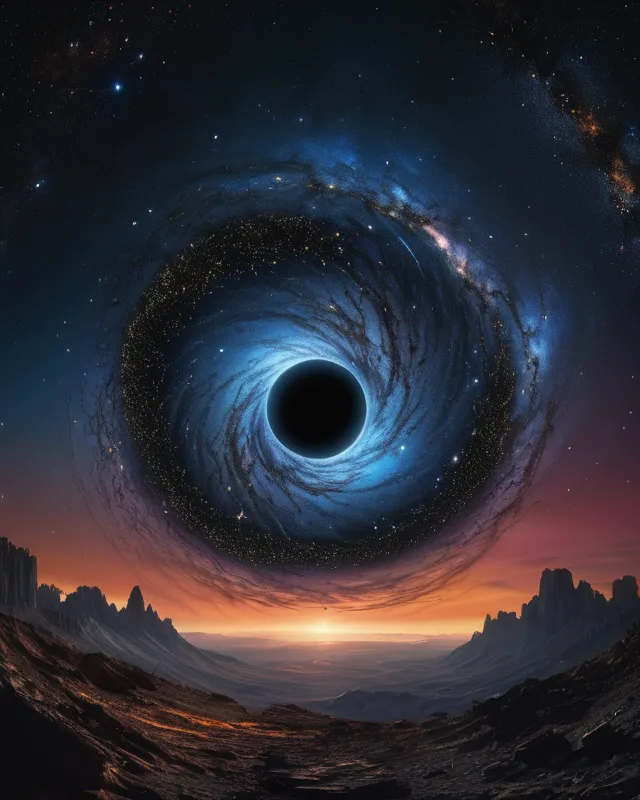 Black hole floating cosmos galaxy - Free AI Photo Generator - starryai