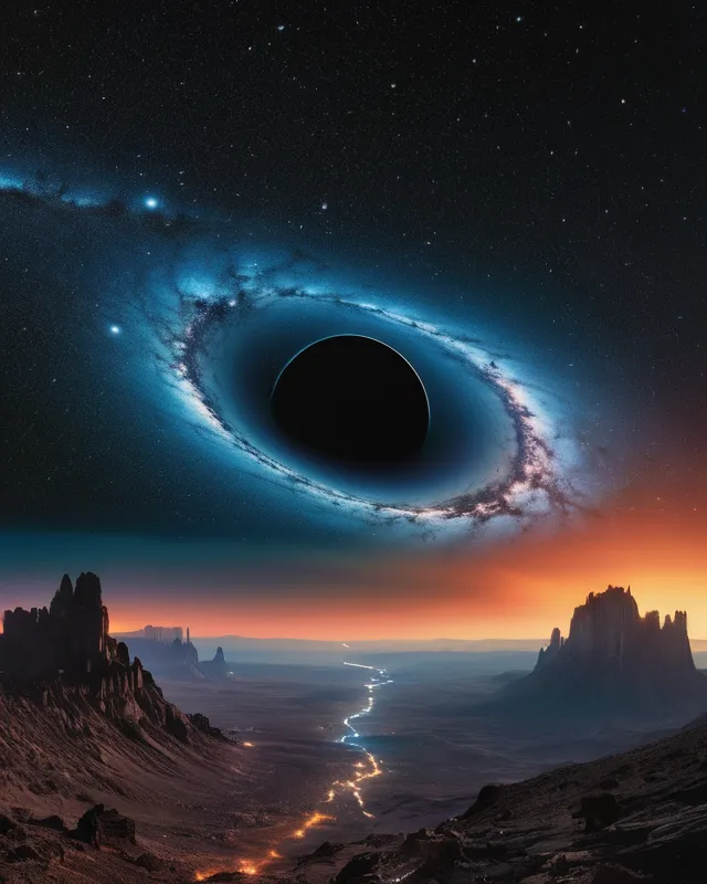 Black hole floating cosmos galaxy - Free AI Photo Generator - starryai