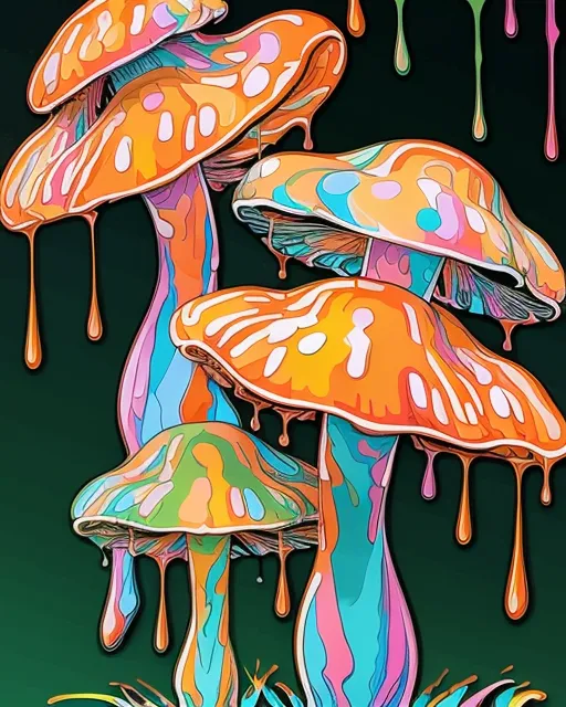 Mushrooms, orange, teal, mushroom - Free AI Photo Generator - starryai