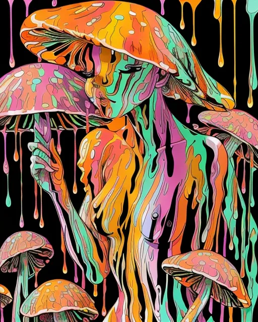 Mushrooms, orange, teal, mushroom - Free AI Photo Generator - starryai