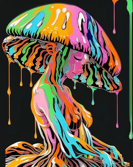 Mushrooms, orange, teal, mushroom - Free AI Photo Generator - starryai