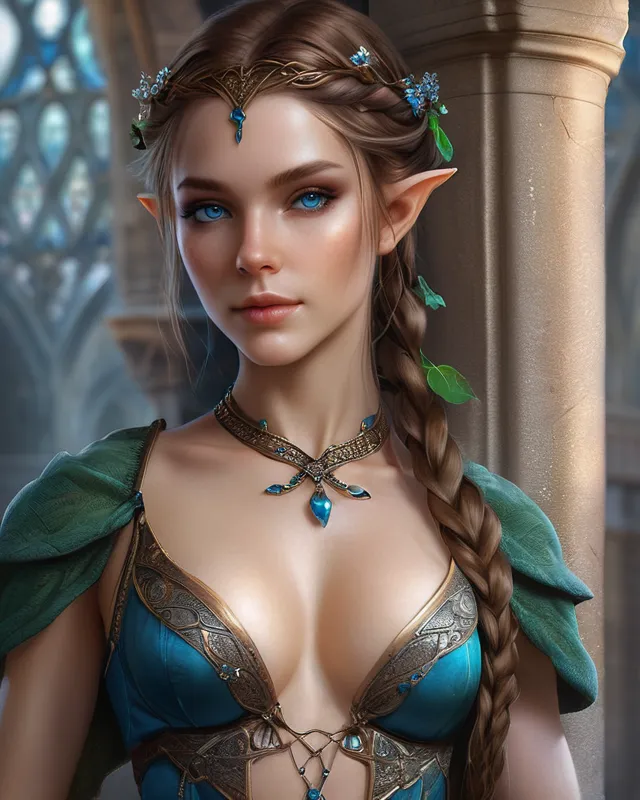 Beautiful elven woman lingerie castle AI Photo Generator starryai