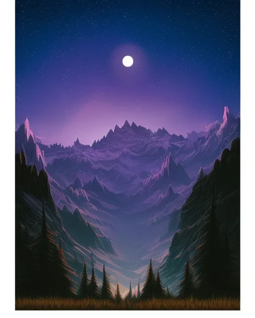 Mountain Range Under Night Sky - Free AI Photo Generator - starryai