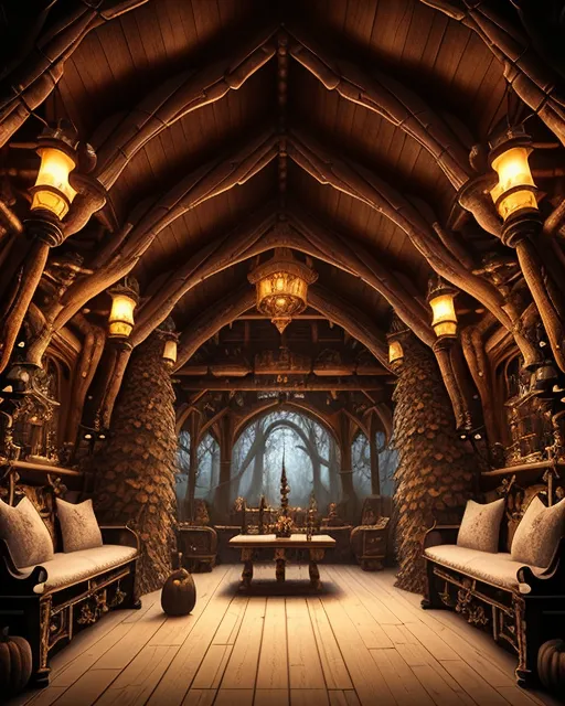 Velvet Atrium Wooden elvish interior from rich - Free AI Photo Generator - starryai