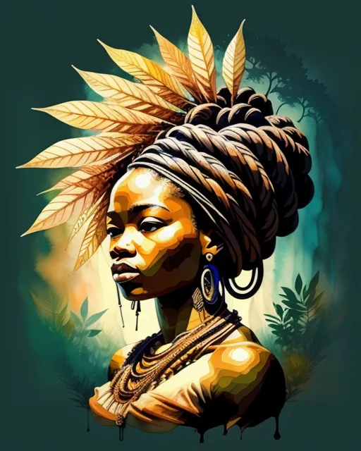 Beautiful African goddess in nature 