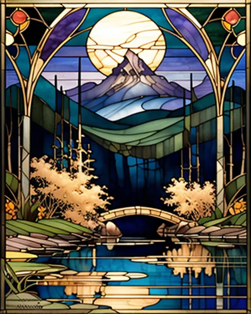 Island Stained Glass Landscape - Free AI Photo Generator - starryai