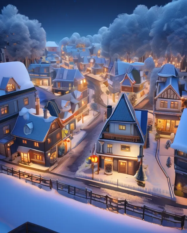 Winter, small town, frosty air, - Free AI Photo Generator - starryai