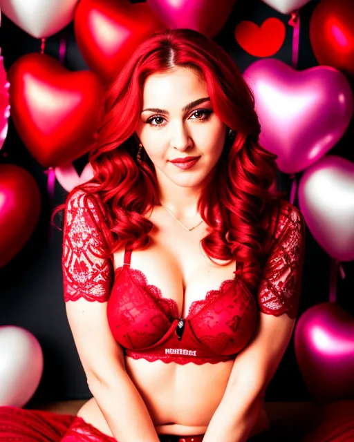 Madonna Ruby red hair wearing sexy red AI Photo Generator starryai