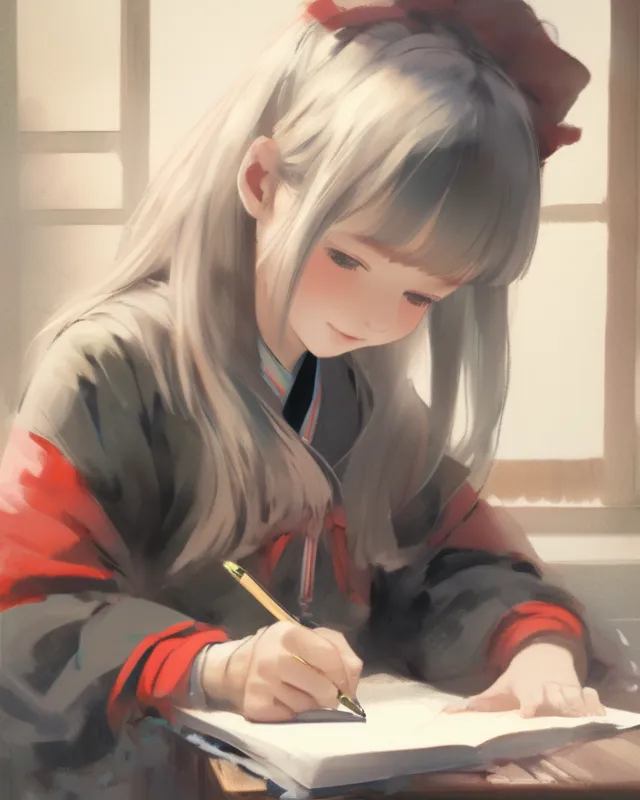 a girl writing in a notebook