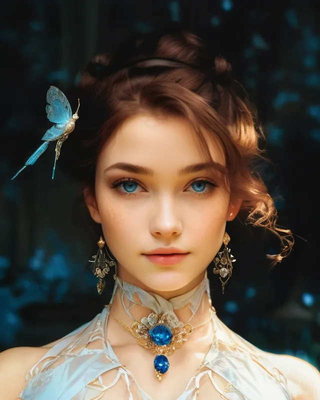 Cinderella Wearing Blue Lingerie,Pale - AI Photo Generator - starryai