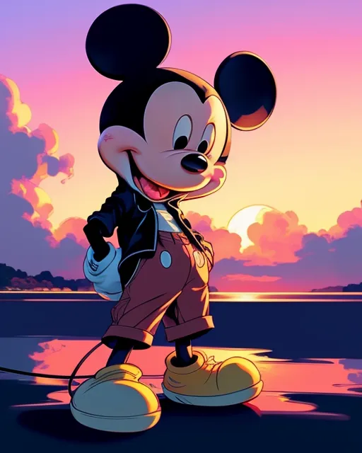 Mickey mouse sunset - AI Photo Generator - starryai