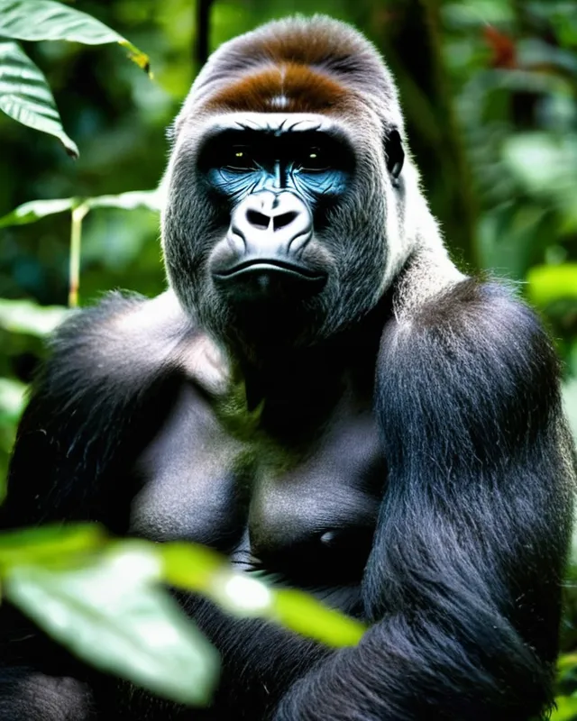 Silverback gorilla in the jungle, 