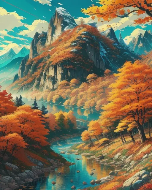 A mountain valley in fall.