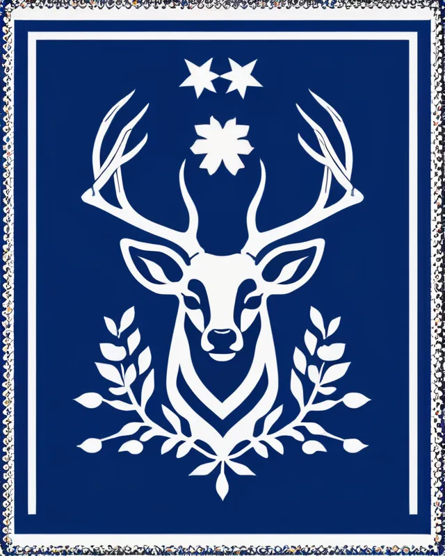 A flag of the country name’s concordia has blue white color has a symbol of deer in the middle 