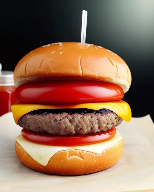 A plain burger patty on a burger bun - AI Photo Generator - starryai