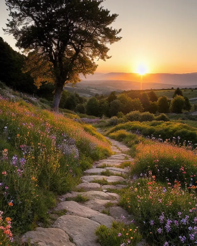 Inspiration Path A beautiful path stone wall a at - Free AI Photo Generator - starryai